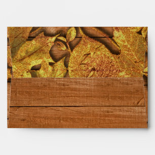 Fall Faux Gold Leaf Art Elegant Autumn Invitation Envelope