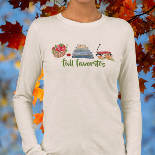Fall Favorites Apples Books Red Wagon Pumpkins Tri-Blend Shirt