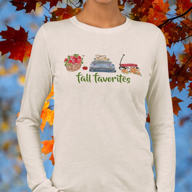 Fall Favourites Apples Books Red Wagon Pumpkins Tri-Blend Shirt (Creator Uploaded)