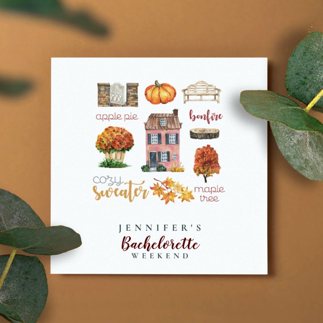 Fall Favourites Autumn Rustic Bachelorette Party  Napkin (Creator Uploaded)