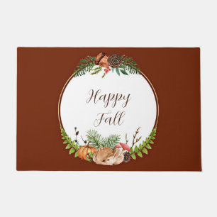 Fall fawn and nature with customisable text  doormat
