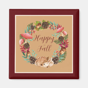 Fall fawn and nature with customisable text magnet