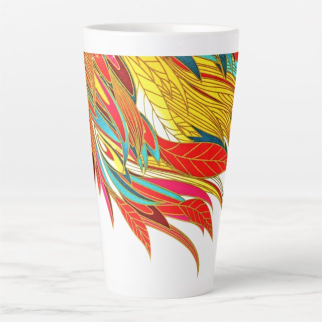 Fall Feather elegant colourful abstract art Latte Mug (Front)