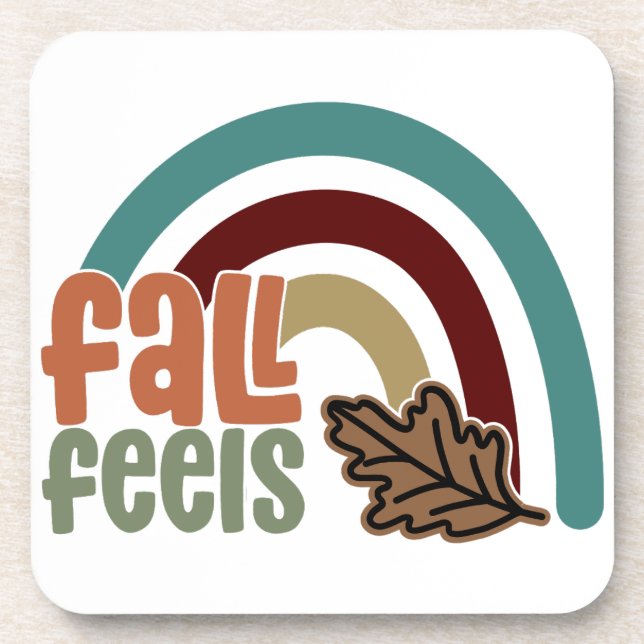 FALL FEELS autumn rainbow Coaster (Front)