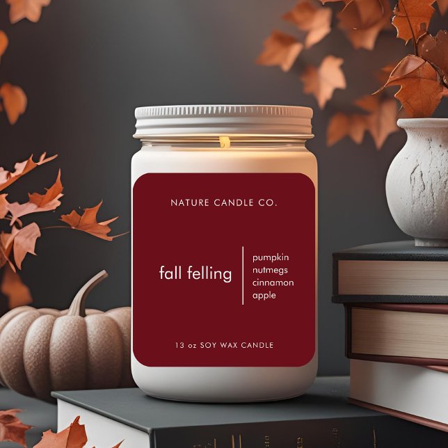 Fall Felling Candle Label | Burgundy Minimalist  (Creator Uploaded)