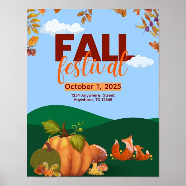 Fall Fest Poster, Autumn, Holiday Poster (Front)