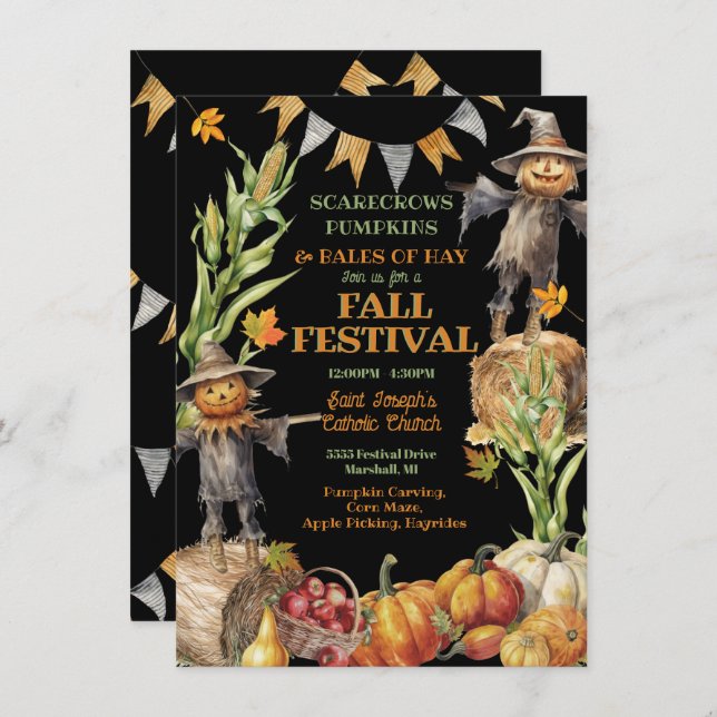 Fall Festival Block Party Religious Organisation Invitation (Front/Back)