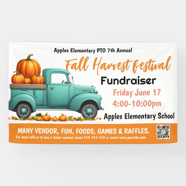 FALL FESTIVAL Fundraiser PTO PTA Church Banner (Horizontal)