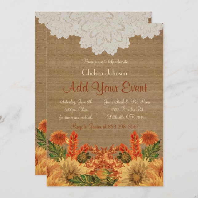 Fall Festive Party Invitation Template (Front/Back)