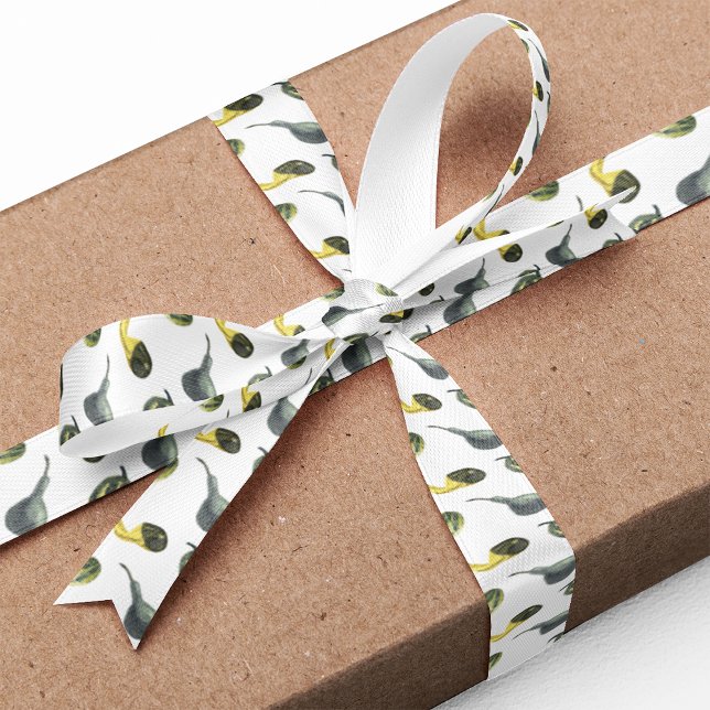 Fall Fete Autumn Party Green Pumpkins  Satin Ribbon (Creator Uploaded)