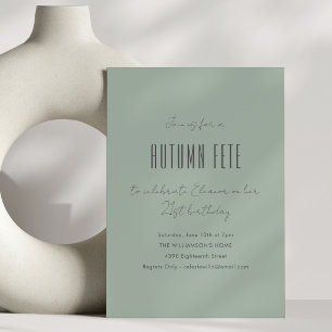 Fall Fête Minimalist 21st Birthday Party Sage Invitation