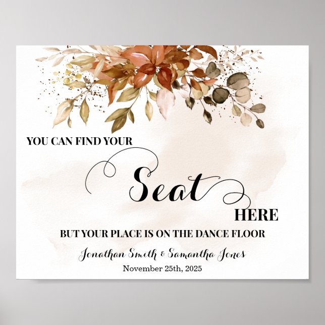 Fall Find Your Seat Wedding Reception Sign (Front)