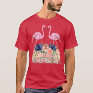 Fall Flamingo Autumn Pumpkin Watercolor Thanksgivi T-Shirt