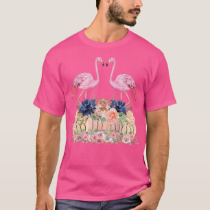 Fall Flamingo Autumn Pumpkin Watercolor Thanksgivi T-Shirt