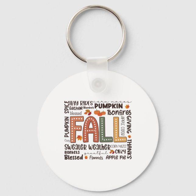 Fall Flannels Pumpkin Season Fall Vibes Autumn Tha Key Ring (Front)