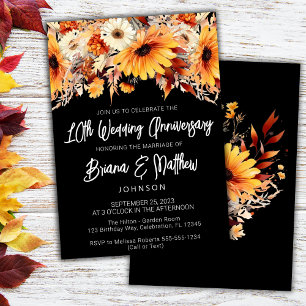 Fall Floral 10th Wedding Anniversary Invitation