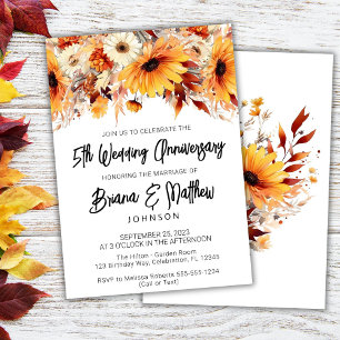 Fall Floral 5th Wedding Anniversary Invitation