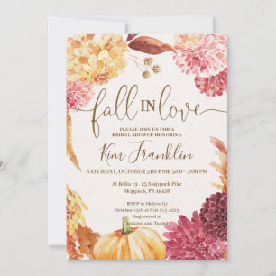 FALL Floral and Buffalo Check Bridal Shower Invita Invitation