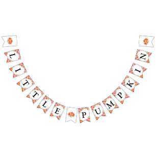 Fall Floral and orange Pumpkins baby shower  Bunting