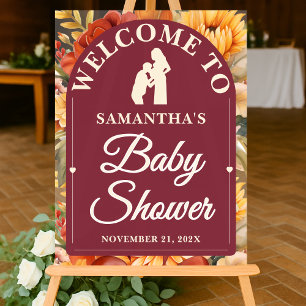 Fall Floral Arch Baby Shower Welcome Acrylic Sign