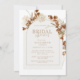 Fall Floral Arch Neutral Bridal Shower  Invitation