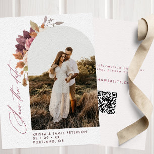 Fall Floral Arch Photo QR Code Wedding Save The Date