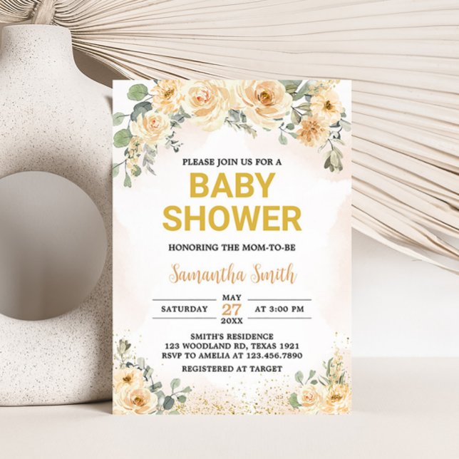Fall Floral Autumn Baby Shower Invitation (Floral Autumn Baby Shower Invitation)