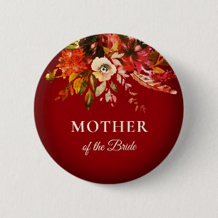 Fall Floral Autumn Red Mother Of The Bride 6 Cm Round Badge