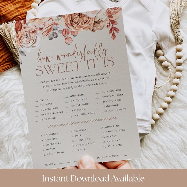Fall Floral Baby Shower Candy Guessing Game Card (Creator Uploaded)