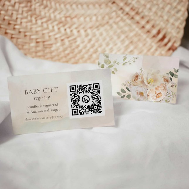 Fall Floral Baby Shower Gift Registry QR Code Enclosure Card (Creator Uploaded)