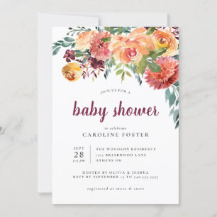 Fall Floral Baby Shower Invitation