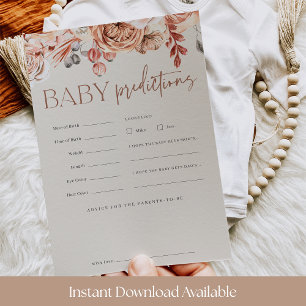 Fall Floral Baby Shower Predictions Game Card