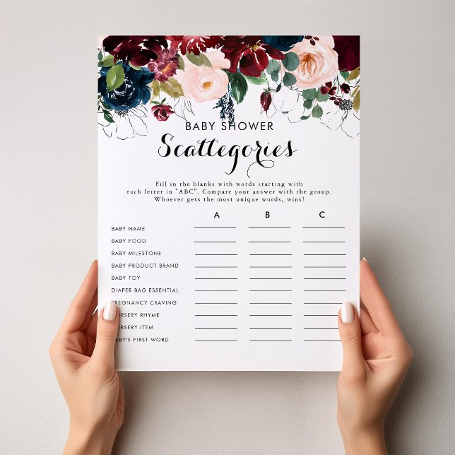 Fall Floral Baby Shower Scattegories Game  (Creator Uploaded)