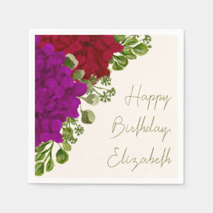 Fall Floral Birthday Napkin With No Year Or Age
