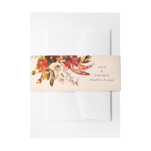 Fall Floral Blushed Linen Invitation Belly Band