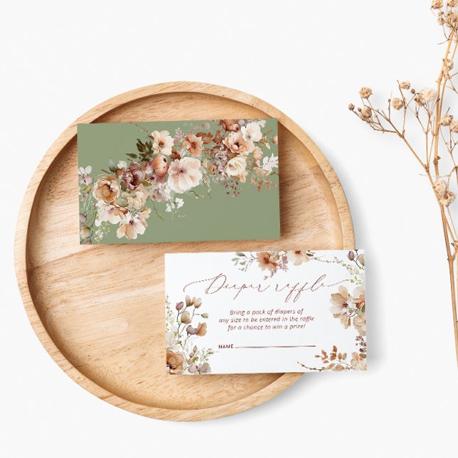 Fall Floral Boho Watercolor Diaper Raffle Enclosure Card (Creator Uploaded)