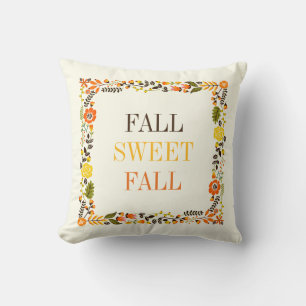 Fall floral border in autumn colours orange yellow cushion