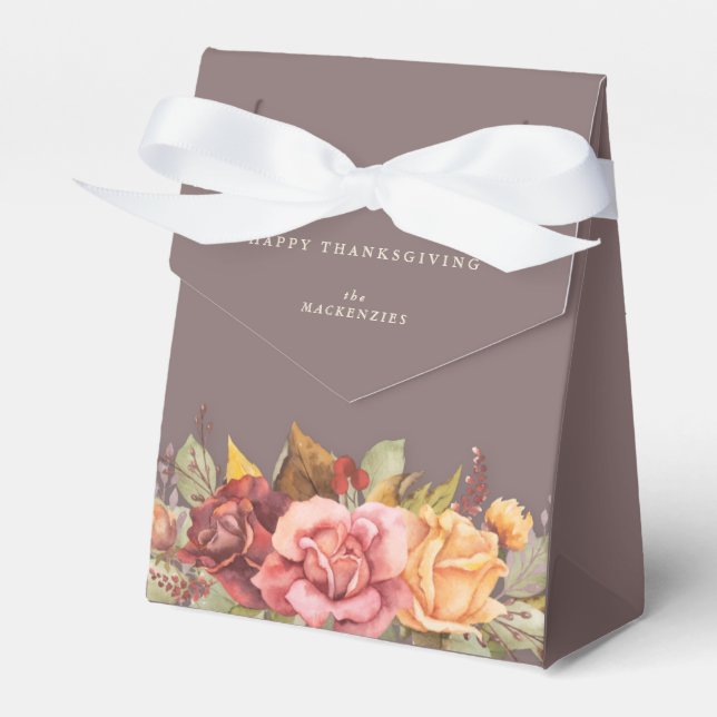 Fall Floral Border Thanksgiving Favour Box (Front Side)