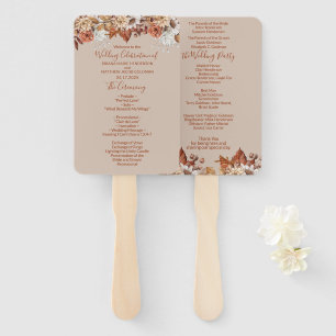 Fall Floral Bouquet Taupe Wedding Hand Fan