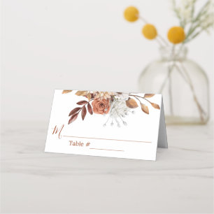 Fall Floral Bouquet White Wedding Place Card