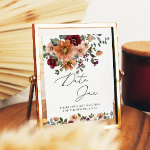 Fall Floral Bridal Date Night Ideas Date Jar Poster