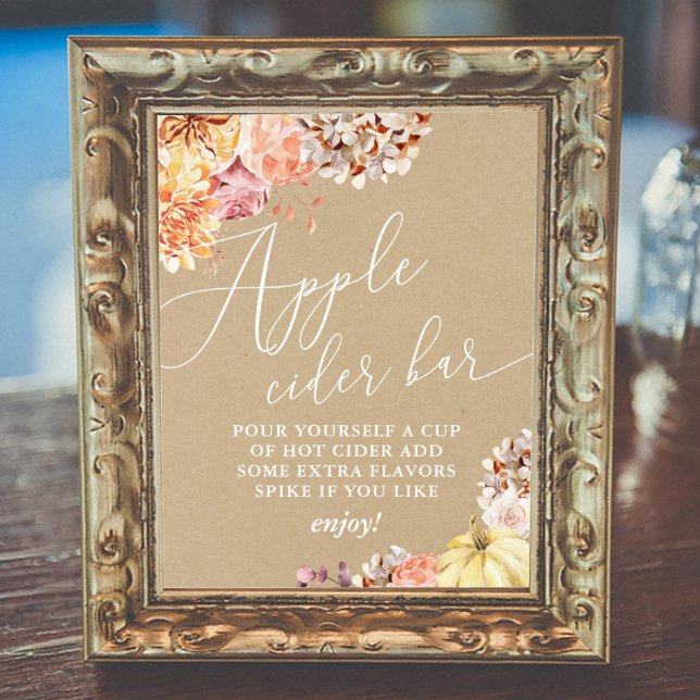Fall Floral Bridal Shower Apple Cider Digital Sign (Creator Uploaded)