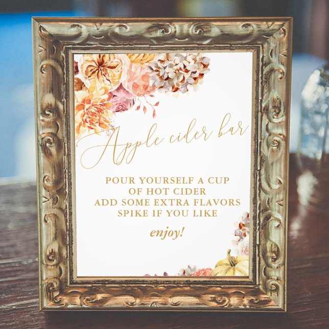 Fall Floral Bridal Shower Apple Cider Photo Print (Creator Uploaded)