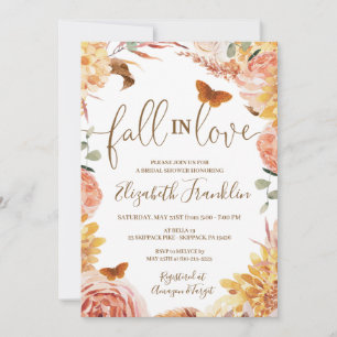 Fall Floral Bridal Shower Autumn Fall in Love Inv Invitation