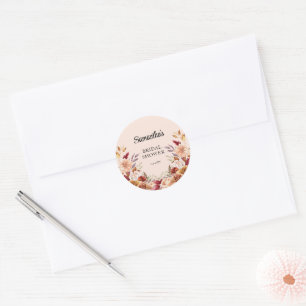 Fall Floral  Bridal Shower  Classic Round Sticker