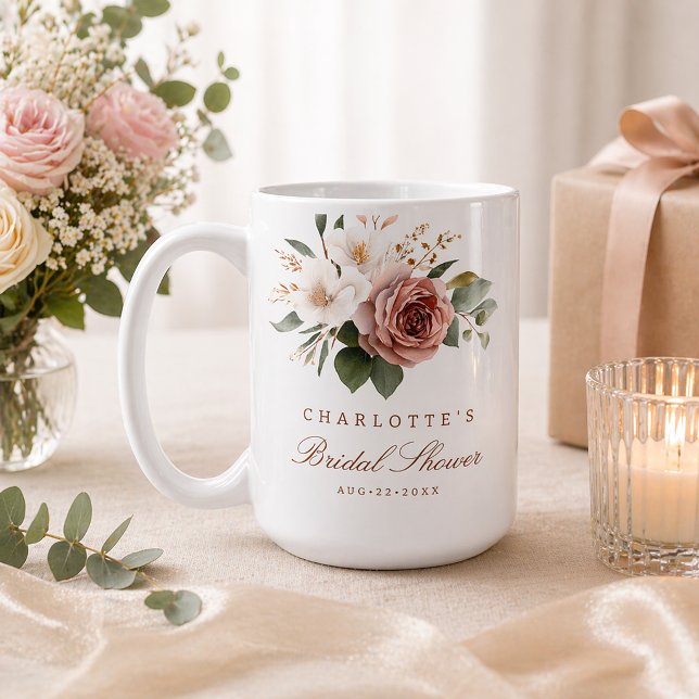 Fall Floral Bridal Shower Mug – Personalised Gift (Bridal Shower Keepsake)