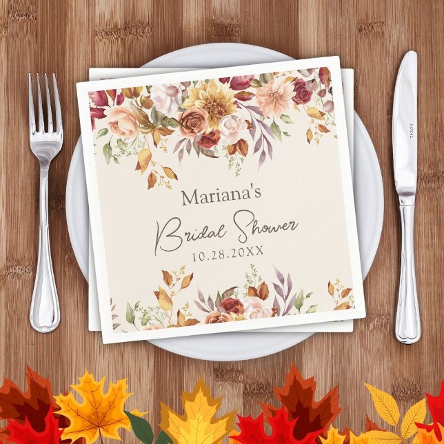 Fall Floral Bridal Shower Napkin (Creator Uploaded)