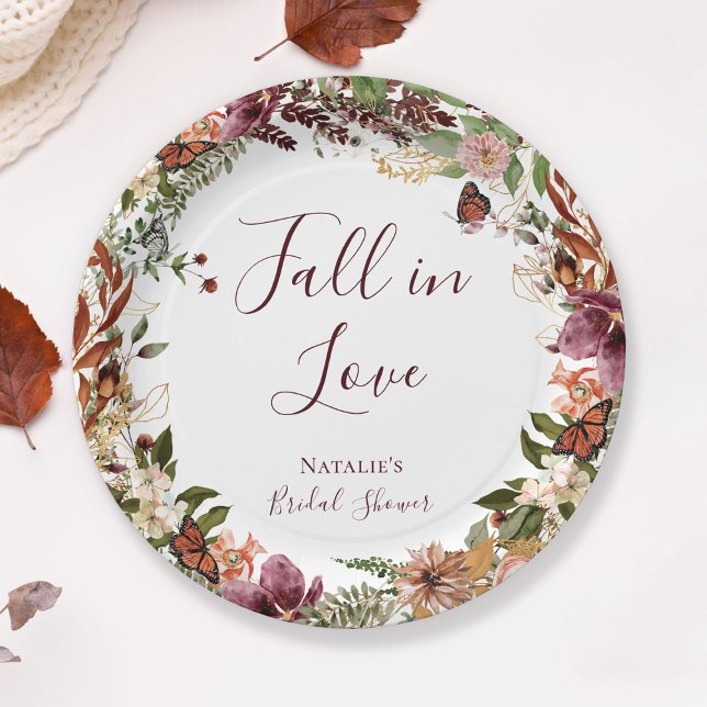 Fall Floral Bridal Shower Paper Plate (Creator Uploaded)
