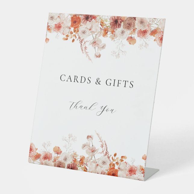 Fall Floral Bridal Shower Pedestal Sign (Front)