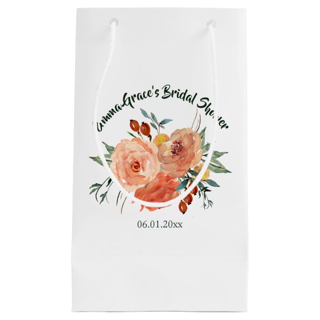 Fall Floral Bridal Shower Small Gift Bag (Front)